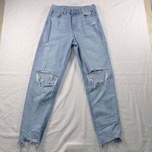 American Eagle Jeans Distressed Light‎ Wash Raw Hem Blue Size 4